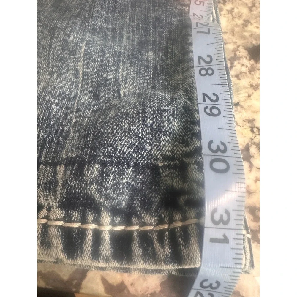 Rock Revival Ledford Straight Leg Distressed Jeans Mens 29 Blue Fleur De Lis